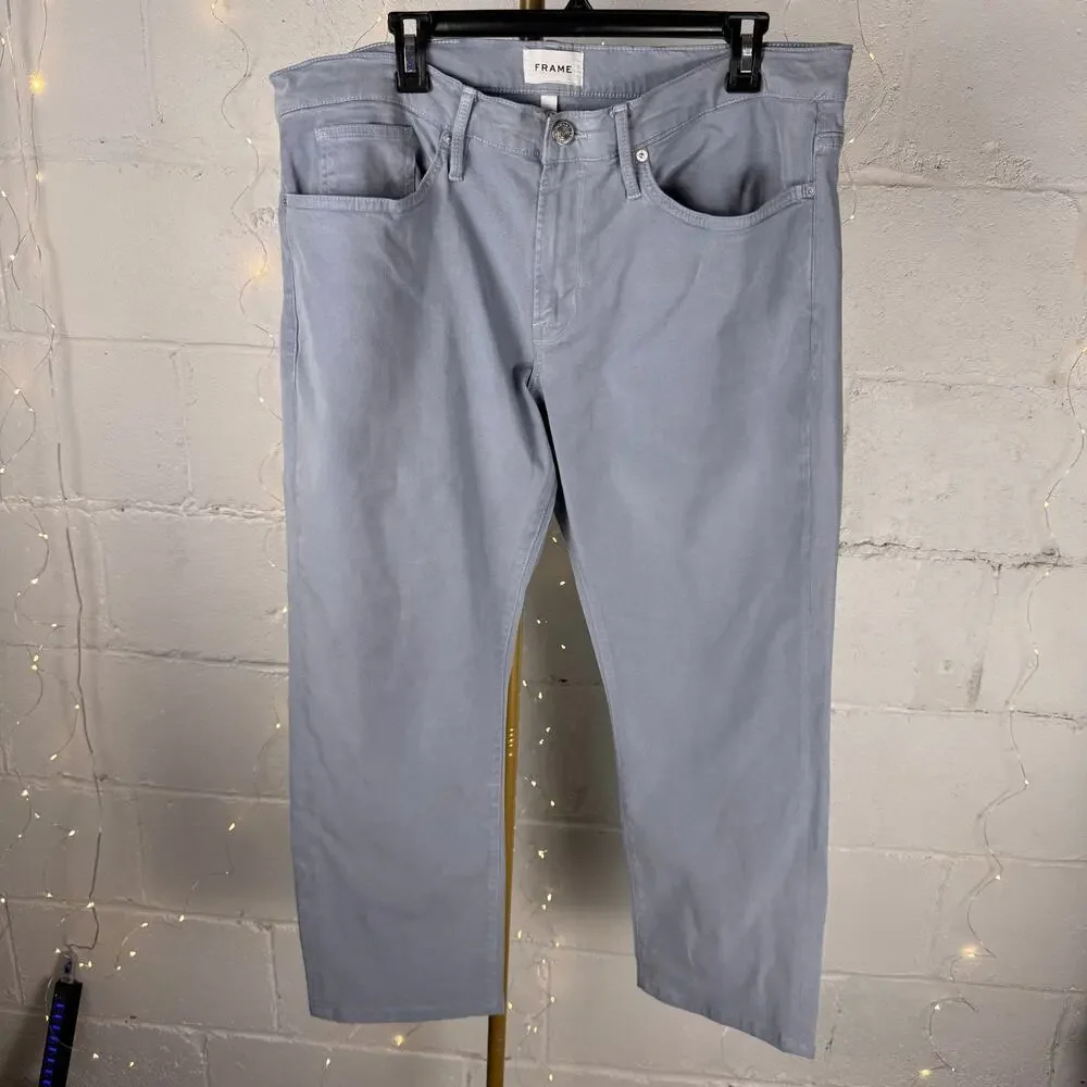 frame l’homme slim men’s 38 sky blue stretch jeans lyocell